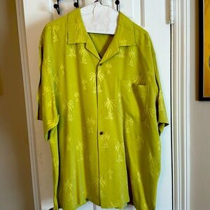 Tommy Bahama Yellow-Green Summer Button Down Size L Palm Tree Pattern